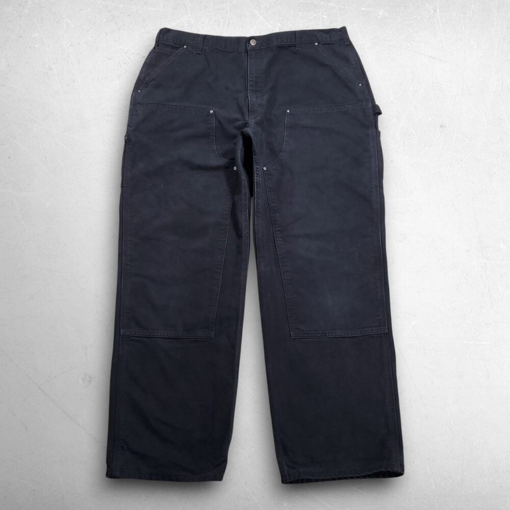 Carhartt B136 Loose Original Fit Double Front Canvas Work Pants Men 42x32 Black‎
